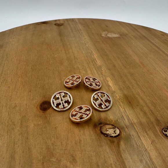Tory Burch Gold Logo Button  5 piece Set Replacement Parts 0.75" Diameter - Picture 1 of 5